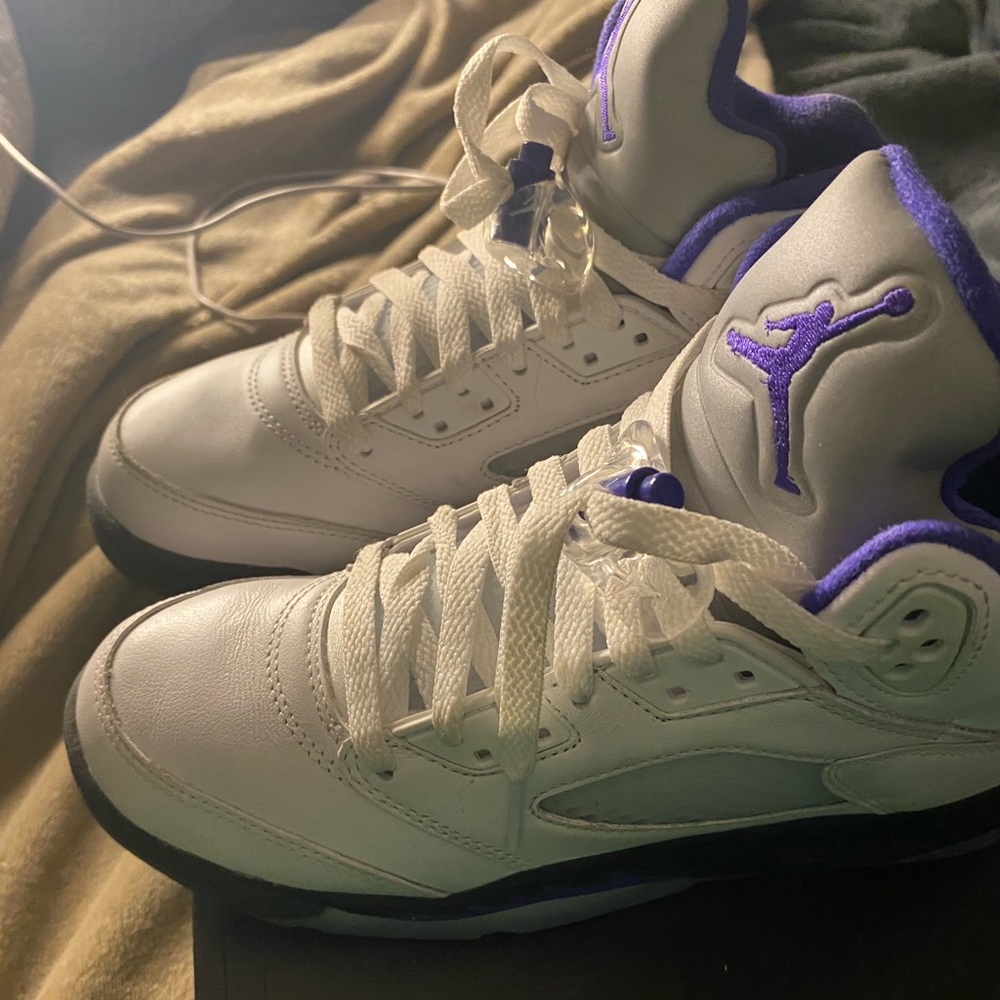 Air Jordan 5s, size 6 in boys, original box, slightly used, will be cleaned